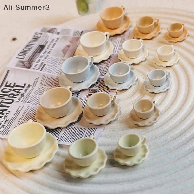 2Pcs Mini Cup Drinks Model Toys Miniature Dollhouse Dessert Latte Coffee Mug Dish Set Doll Accessories Kids Gift