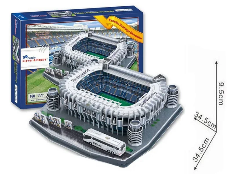 [Grappige] 160 Stks/set Cristiano Ronaldo Santiago Bernabeu Competitie Voetbal Game Stadions Building Model Toy Gift Originele Doos