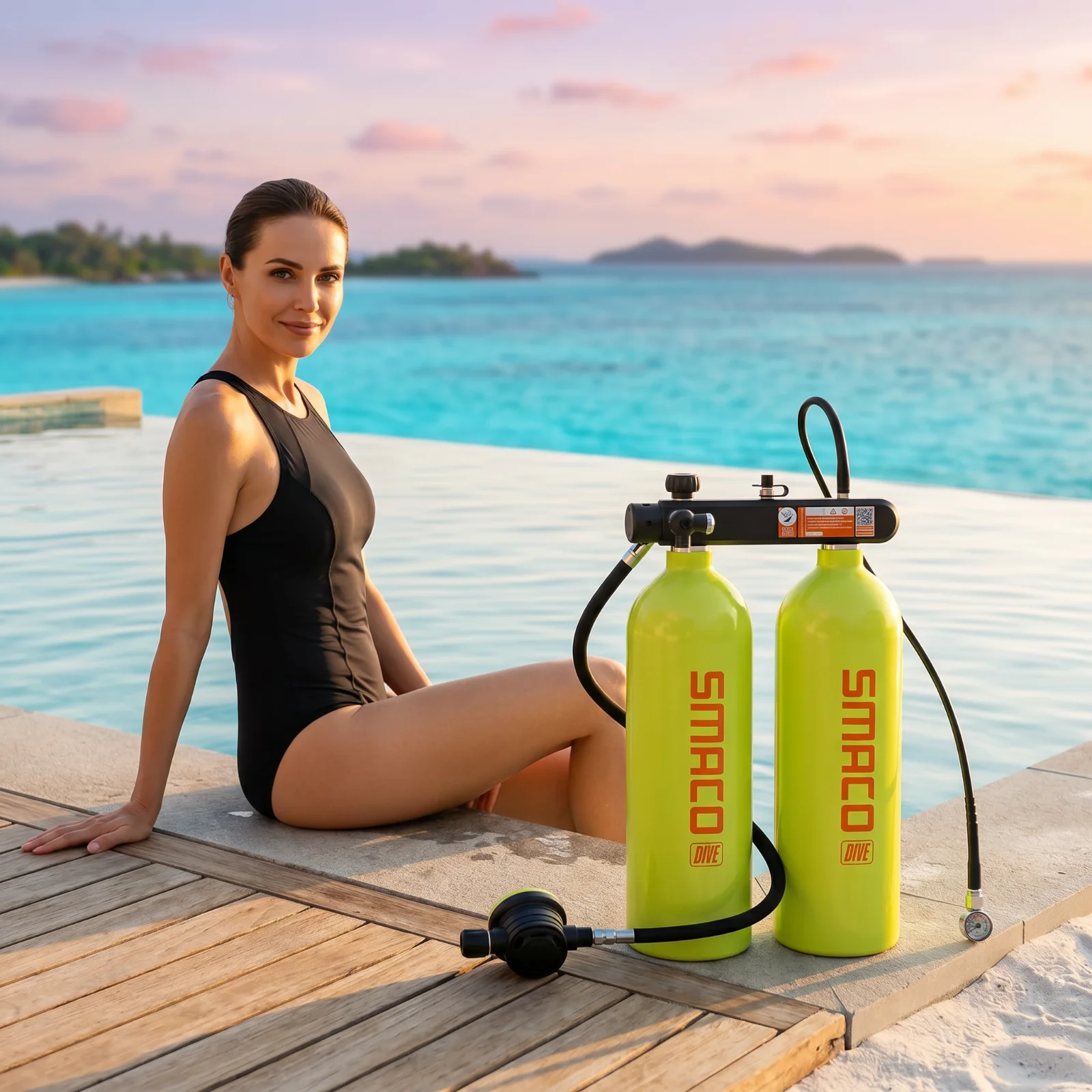 

Мини-баллон для дайвинга SMACO: 1,9-литровый двухкамерный многоразовый баллон малого размера, подходит для подводных исследований.