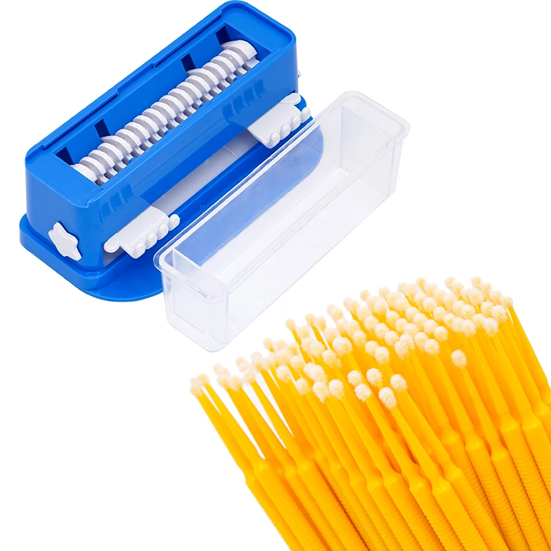 

1 Set Disposable Micro Brush Applicator Dispenser Holder 100pcs Cotton Swab Tip Eyelash Extension Tool Dentistry Material