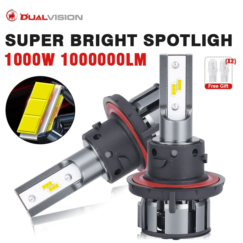 

Dualvision 1000W Светодиодные фары H13 Светодиодные фары Лампа 1000000 LM 7035 CSP Светодиодные чипы Светодиодные фонари для автомобилей H13 12 В 6000 К Противотуманные фары