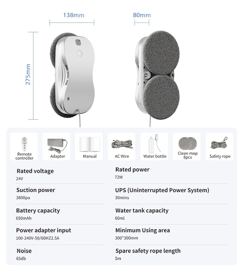 Robotreiniger Windows Glasses Tools Vensterglasreinigingsmop met automatische spray