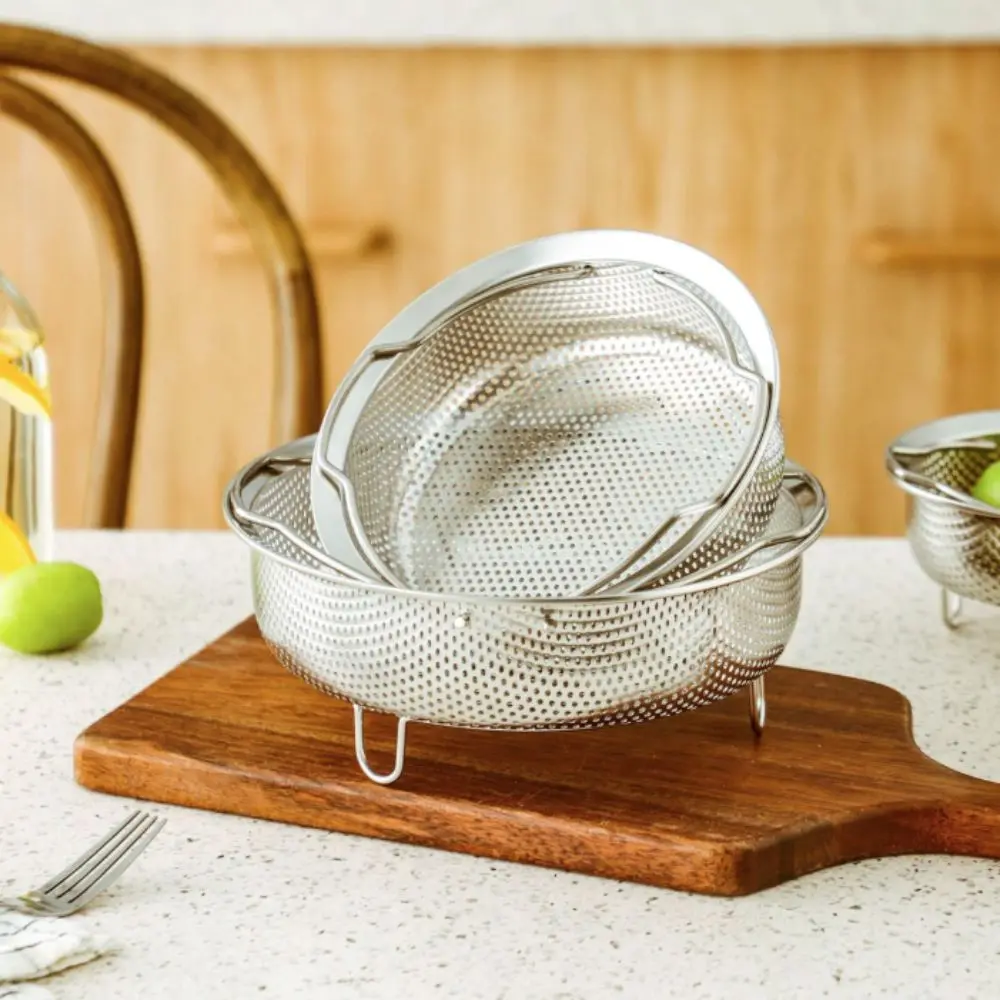 Stainless Steel Rice Cooker Steam Basket Rustproof Three-Legged Stand Steaming Rack Stable Foldable Handle