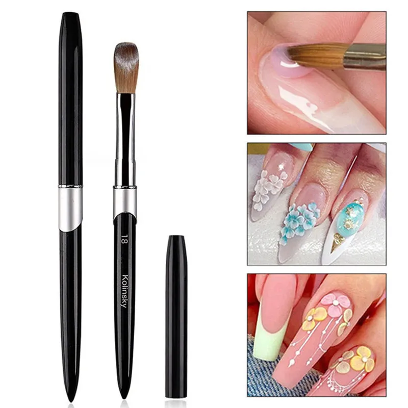 1PC ネイルアクリルブラシ コリンスキーセーブルアクリルブラシ UV ジェル彫刻ペンブラシ液体粉末 DIY ネイル描画