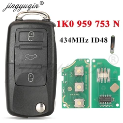 jingyuqin Car Remote Key for 1K0959753N ID48 for VW PASSAT b5 b6 Skoda Fabia Octavia Fabia CADDY GOLF JETTA POLO