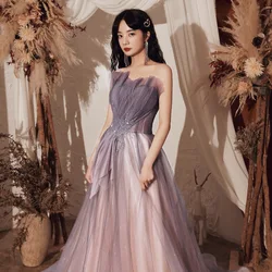 Annual Meeting Evening Dress Women's 2022 New Banquet Elegant Temperament Lace Bra Design Sense of Celebrity Host Evening Dress