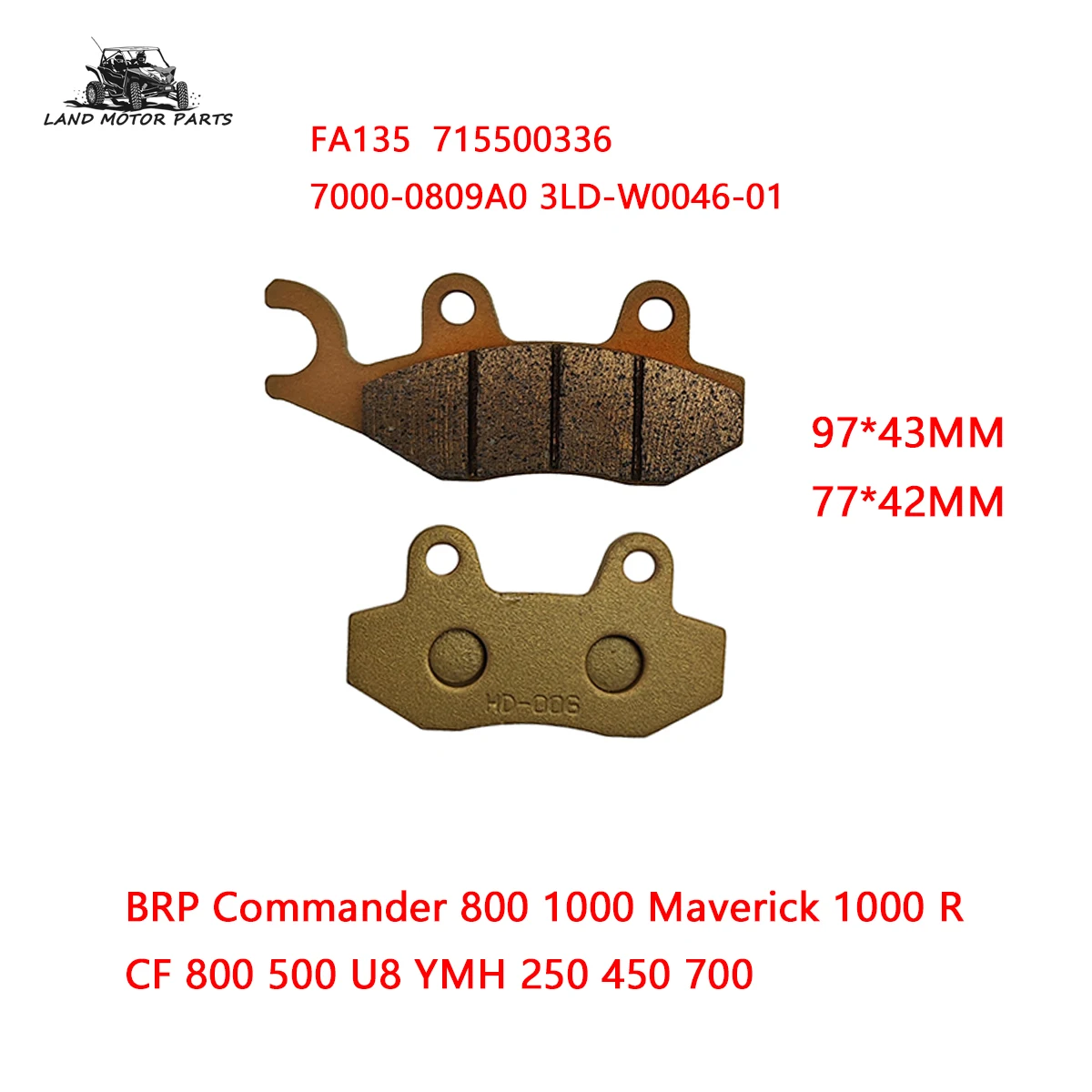 

Тормозные колодки для мотоциклов, передние и задние дисковые тормозные колодки для FA135 7000-0809A0 CAN-AM Kawasaki Suzuki YMH