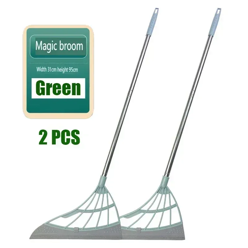 2PCS/Set Silicone Magic Broom Window Washing Wiper Squeegee Hand-push Pet Hair Dust Spatula Household Floor Mirror Cleaning 