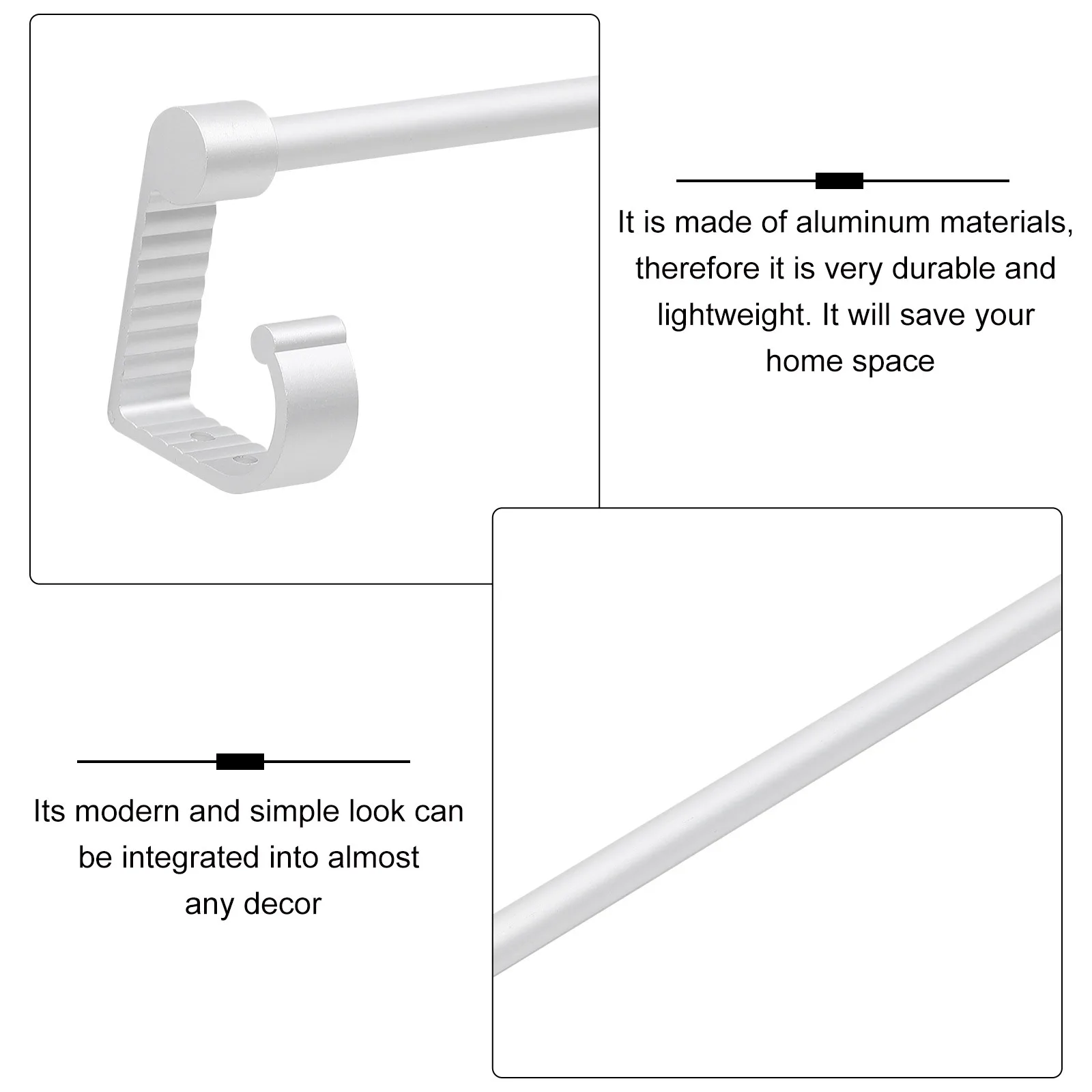 

Premium Space Aluminum Towel Rack Wall Mounted Bathroom Hanger Hooks Robust Lightweight Easy Install Decorative