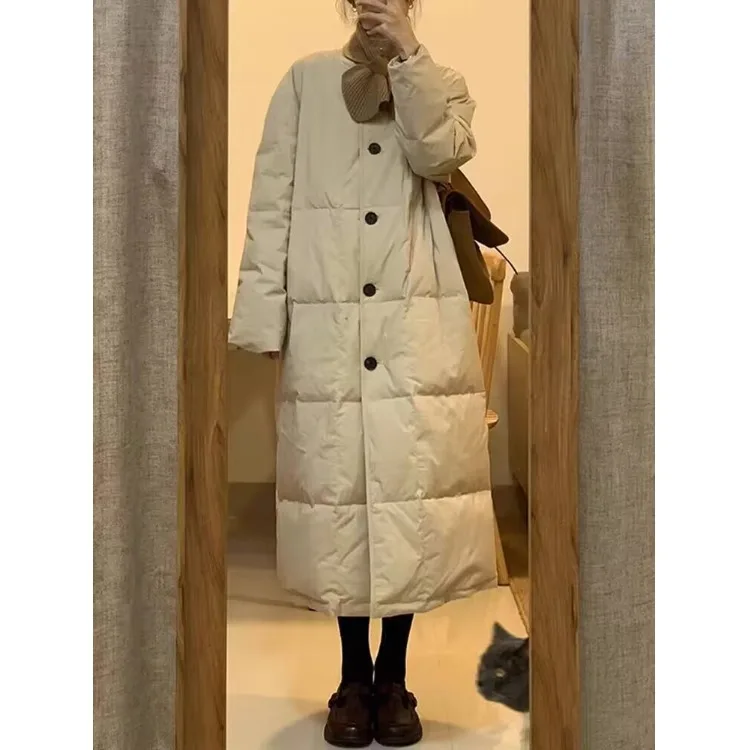 

High-End European Sle Women's Winter Faionable Long Over-Knee Cotton down Jaet Warm Bread Sle Coat Thiened Long Sve