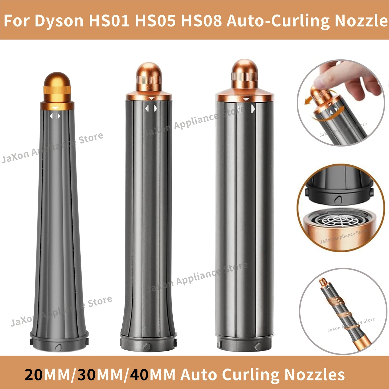 For Dyson Airwrap HS01/05/08 Auto-Curling Nozzle 20/30/40mm Barrel Curly Dual Rotation Curling Waves Voluminous Curly Hair Style