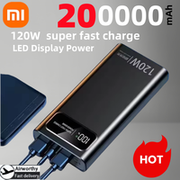 Xiaomi 200000mAh Super Fast Charging 120W High Capacity Power Bank Battery Digital Display Power Bank For Iphone Samsung Huawei