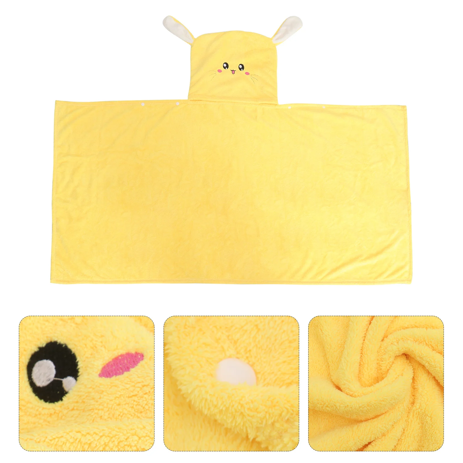 منشفة حمام على شكل كلب رداء كرتوني 60 × 120 سم من الصوف المرجاني الأصفر مريح ناعم متين مطرز غطاء حمام السباحة على الشاطئ