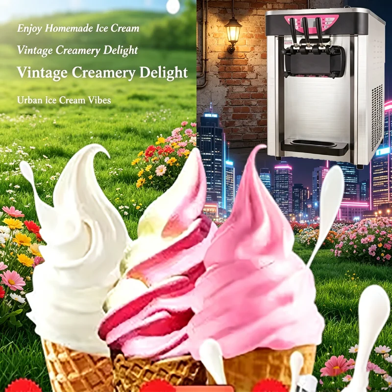 3 Flavor 220V Automatic Soft Ice Cream Maker Machine New Condition with Nut Nutrient Richness for Milk Processing