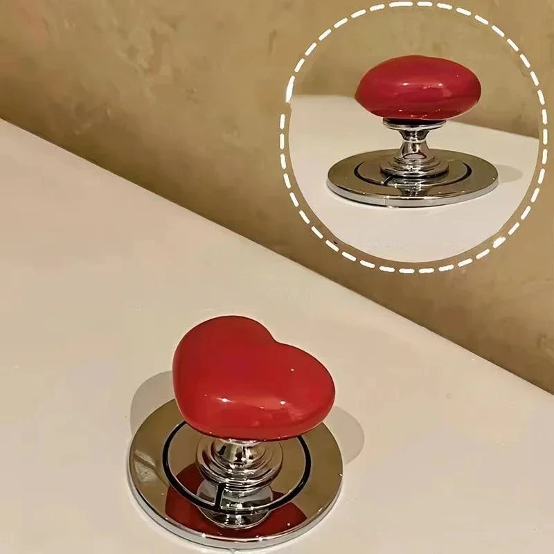 Handle Toilet Press Button Heart Shaped Press Tank Push Switch Toilet Bathing Room Decor Water Press Flush Button Home Tools