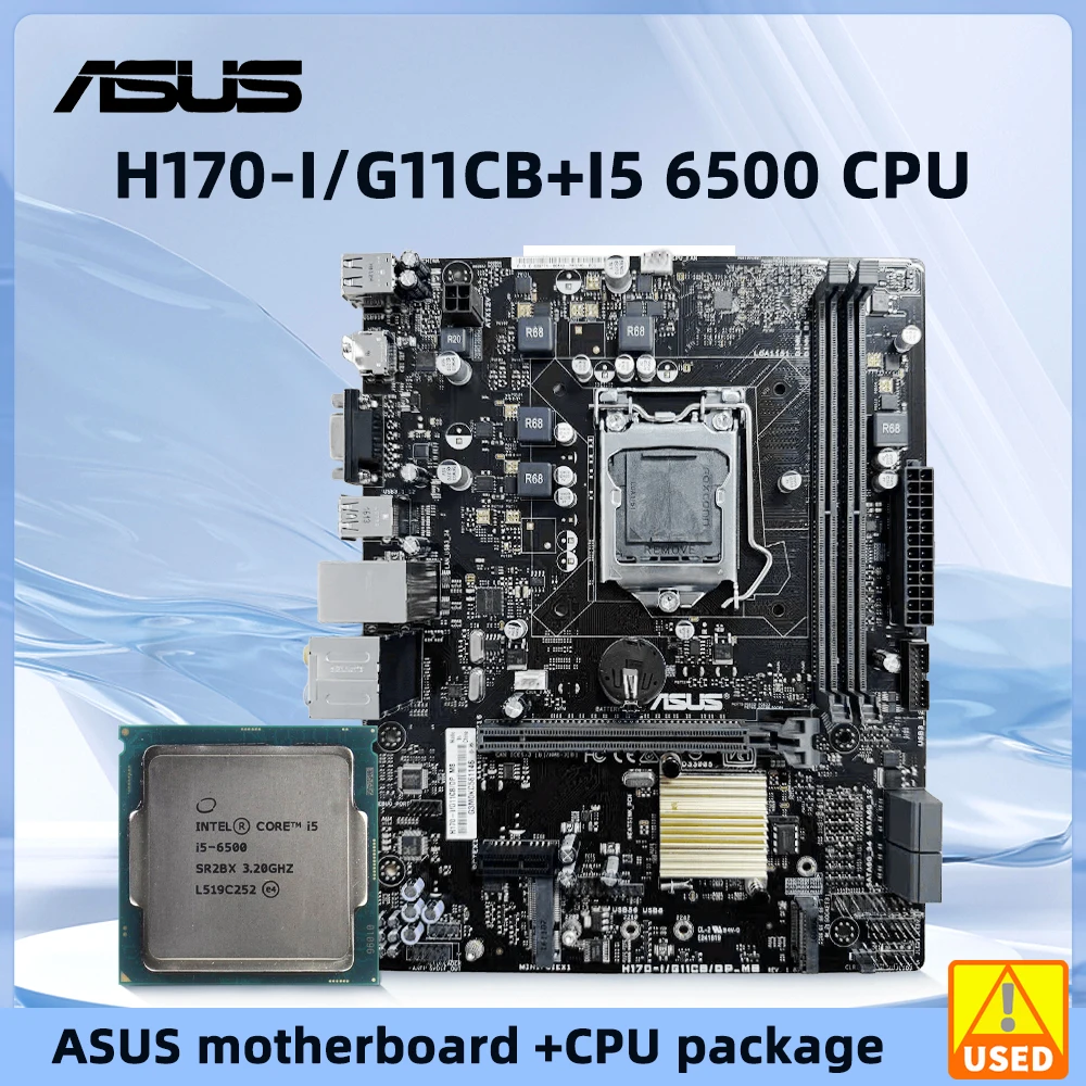 ASUS H170-I/G11CB Motherboard + i5 6500 cpu LGA 1151 Intel H170 DDR4x2 32GB Micro ATX support 7400 6400 6300 6700 cpu