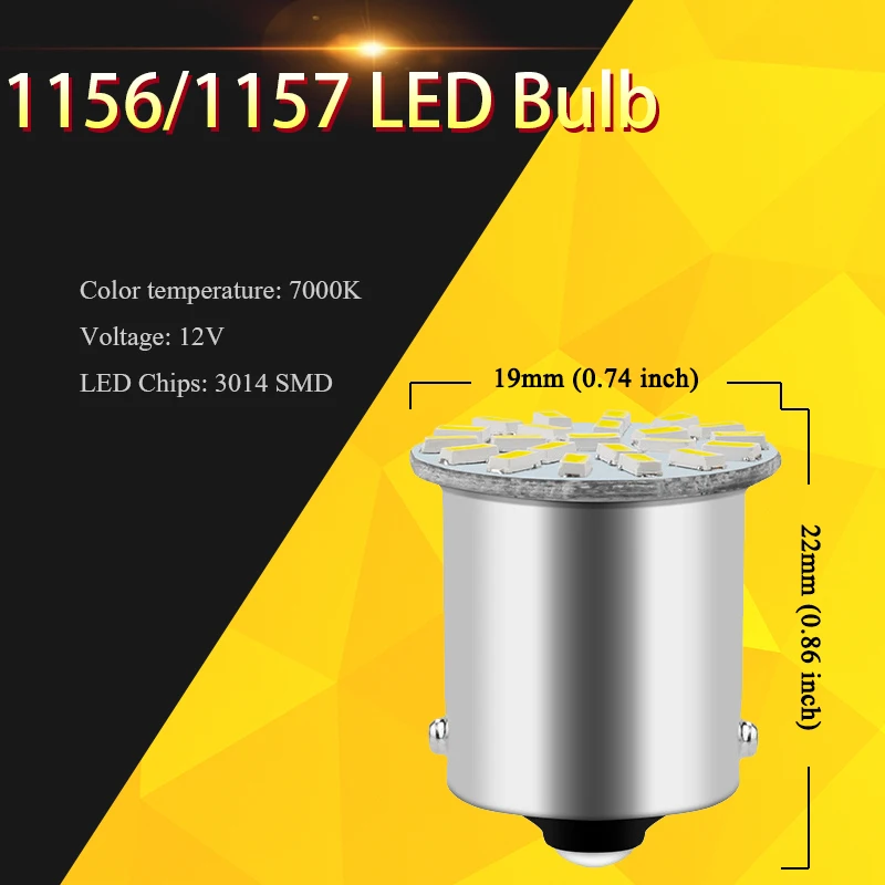 Luz de sinalização de carro LED, BA15S, 1156, BAY15D, 1157, 12V, 7000K, Cauda automática branca, Freio reverso, Estacionamento, Lâmpadas de backup, 1, 10 pcs