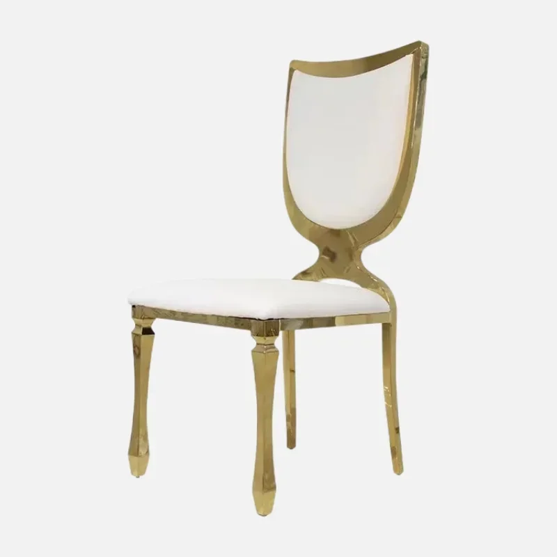 

Modern Furniture Fabric and Leather Gold Legs Banquet Dining Activity Stainless Steel Dining Chairs