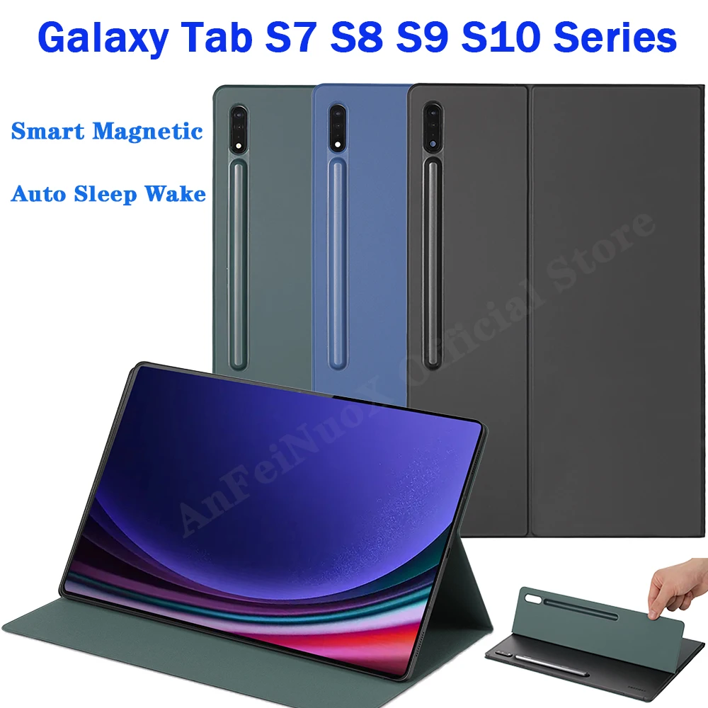 Magnetic Stand Cover For Samsung Galaxy Tab S7 S9 FE,With Pencil Holder For Tab S9/S10 Plus Case Auto Sleep Wake For S10 Ultra