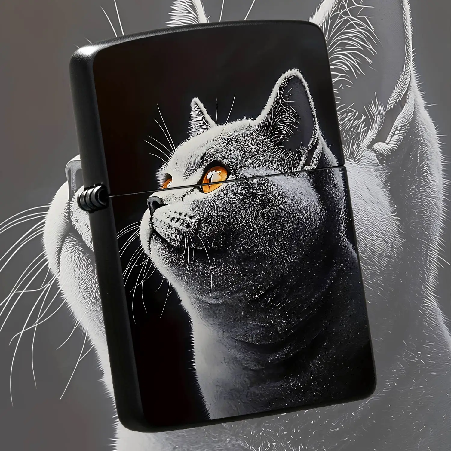 Exquisite Creative Lighter Adorned With British Shorthair Blue Cat Pattern, Delicate Pet Image Fits All Daily Scenarios, Stylish Practical Nice Gift For Cat Lovers, Shows Your Unique Good Taste A Humorou And Interesting Lighter