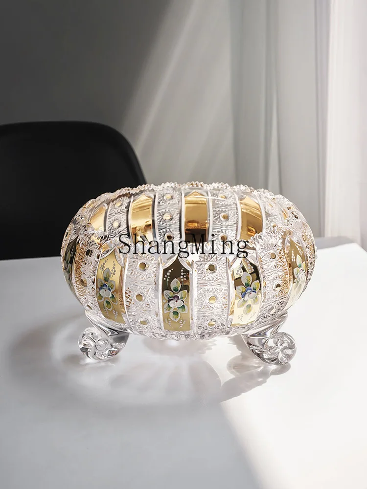 

CL hand-painted gold enamel flower fruit plate high-end light luxury retro