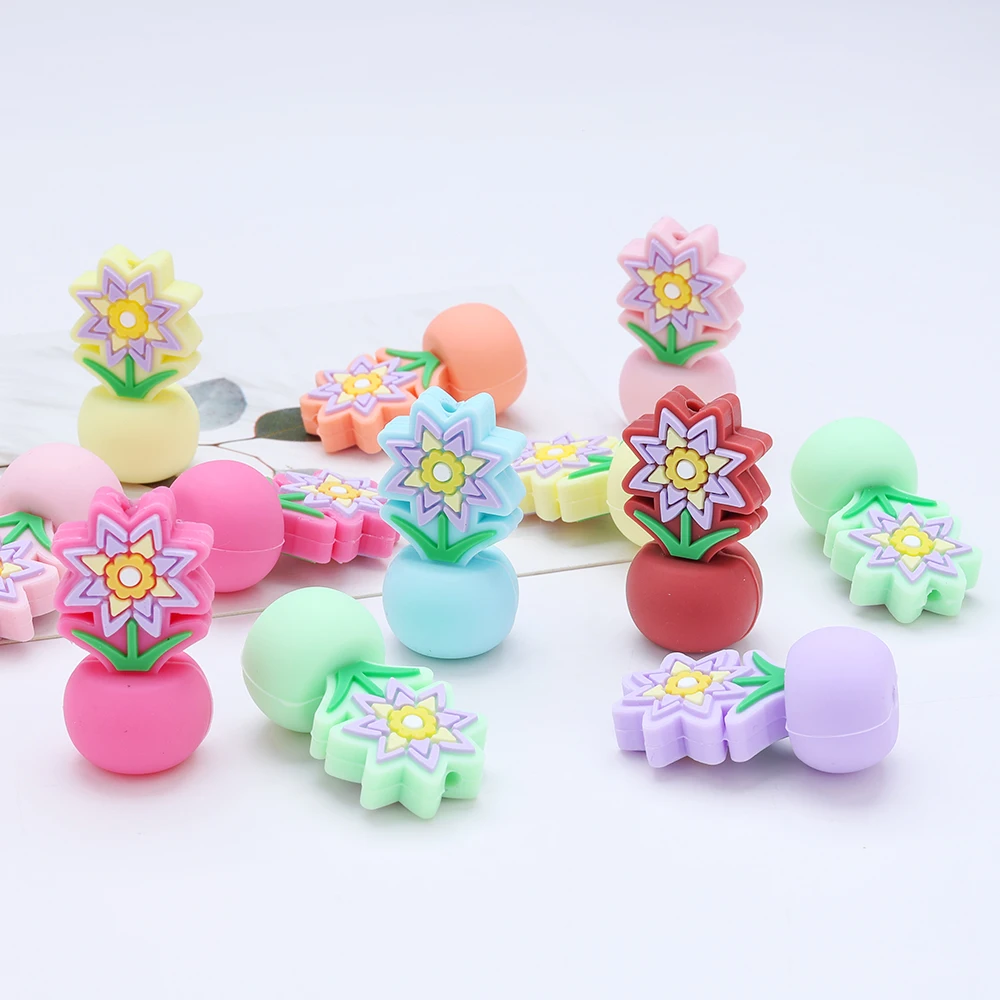 

5Pcs Flower Shape Silicone Teether Beads For Pacifier Clip Holder Soother Nursing Clips BPA Free Pacifier Clips Accessories