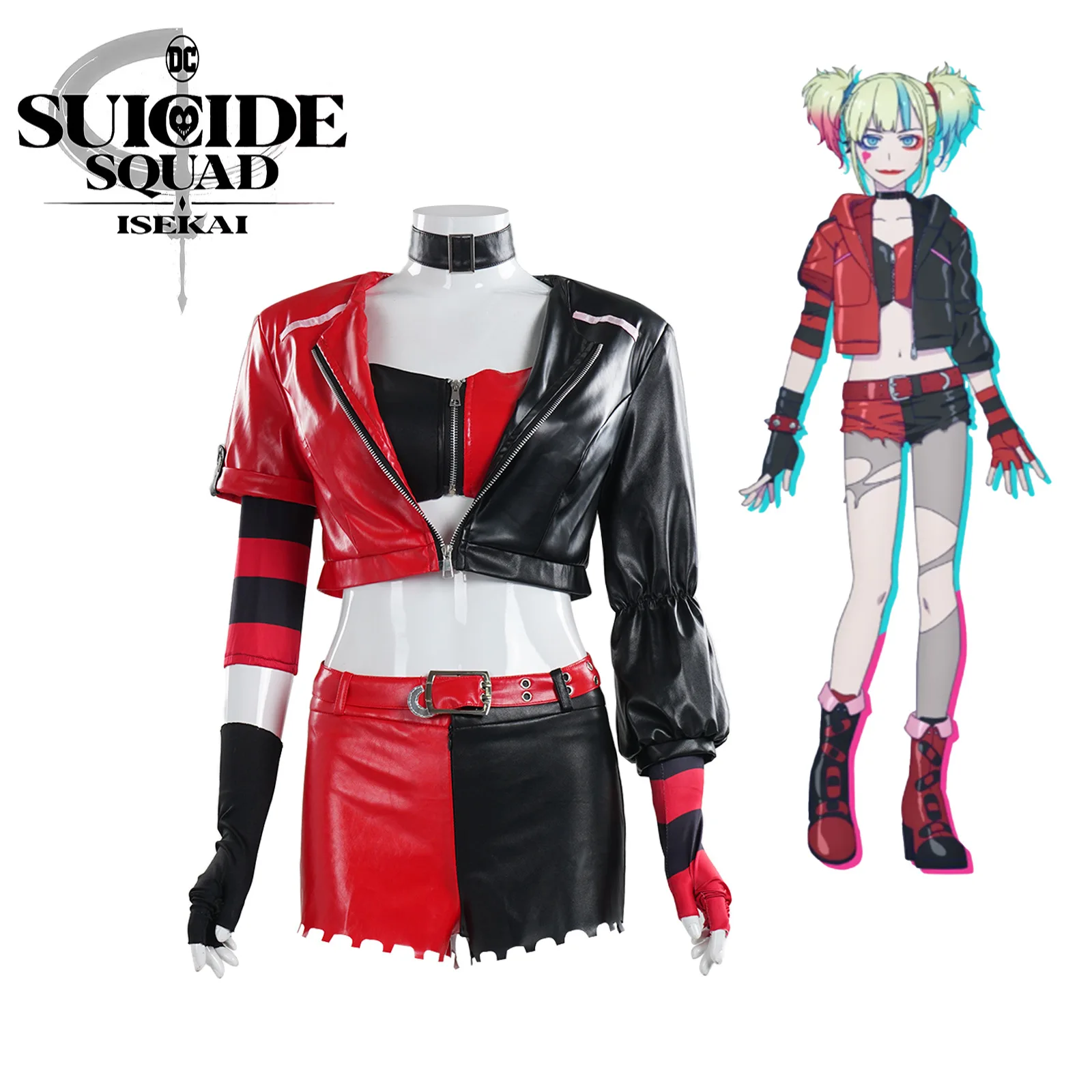 

Cosplay Performance Costume Of Joker Girl Leather Jacket Set For Otherworldly Halloween Costume