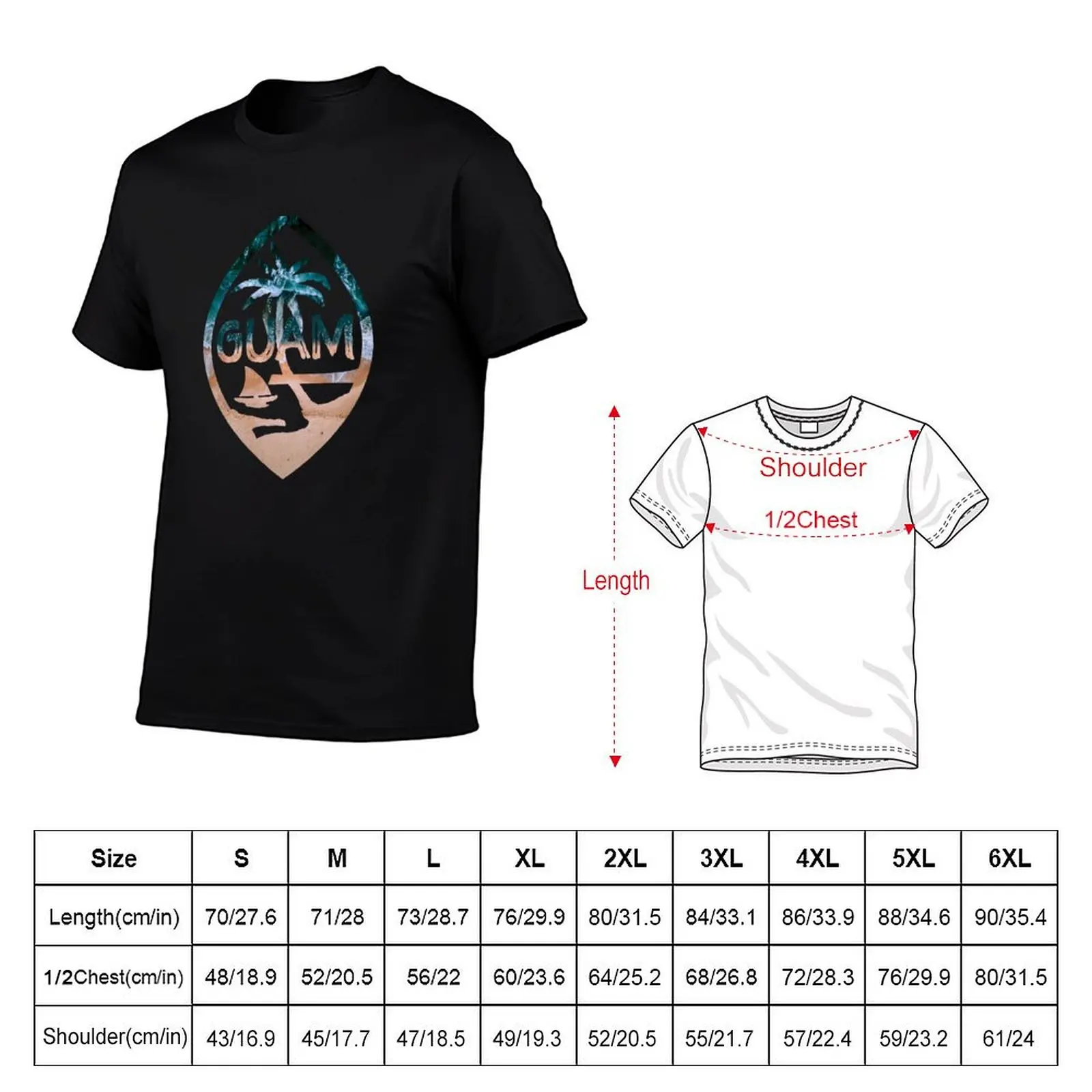 Guam Seal Beach Print T-Shirt Active Sports Short Sleeve Cotton Shirt