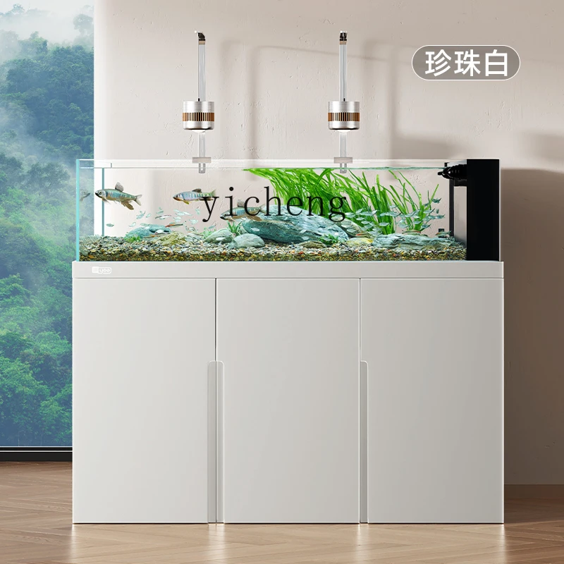 ZC new original ecological wild mining fish tank living room stream tank square tank gold crystal ultra white bottom filter