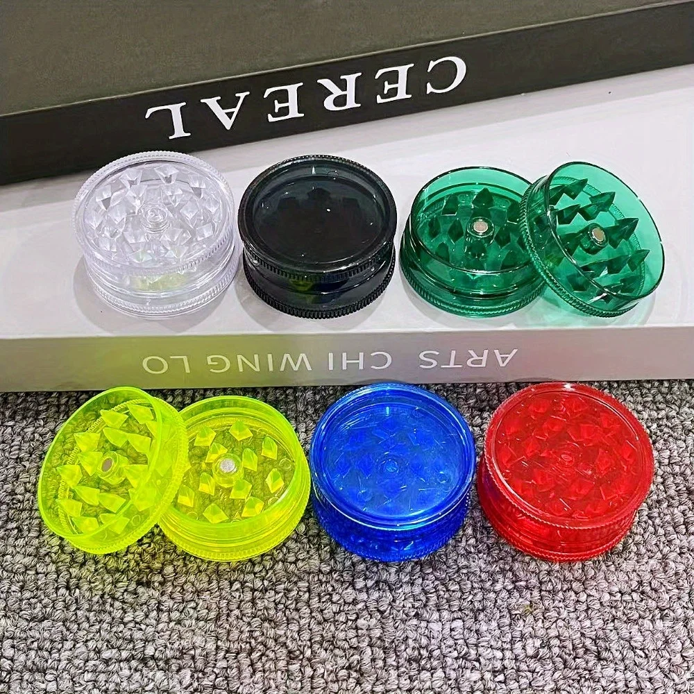 1.6inch Plastic Herb Grinder Mill 3-Layers Salt Crusher Manual Spice Mortar Pestle Tobacco Grass Grinder Smoking Accessories