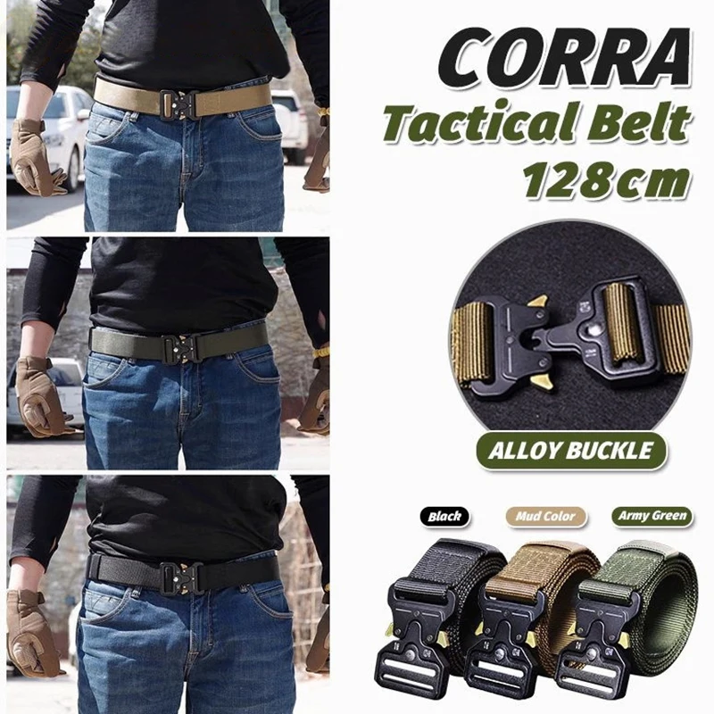 Unisex Canvas Nylon Belt Cobra Tactical Belt Outdoor Versatile Camouflage Belt Outdoor Accessories