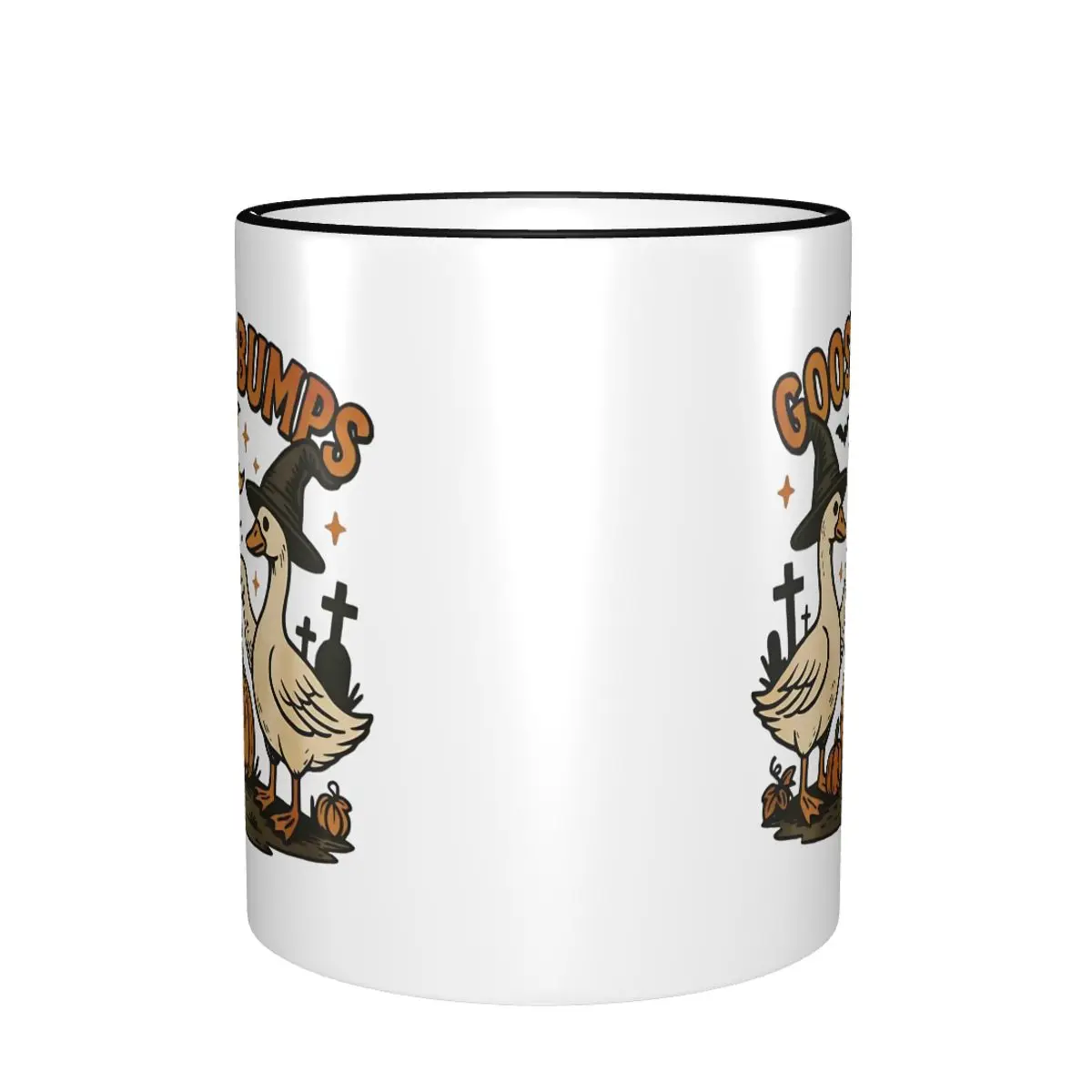 Goose Bumps Witch Geese Pumpkin Coffee Mug Novelty Halloween Tea Cups For Bedroom