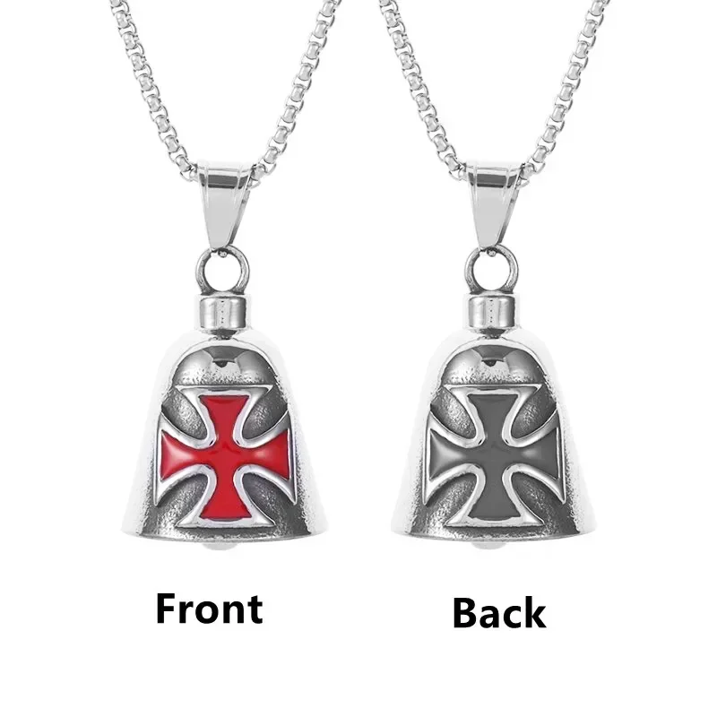Retro punk angel wings motorcycle lucky bell necklace men\'s motorcycle rock trend cool jewelry