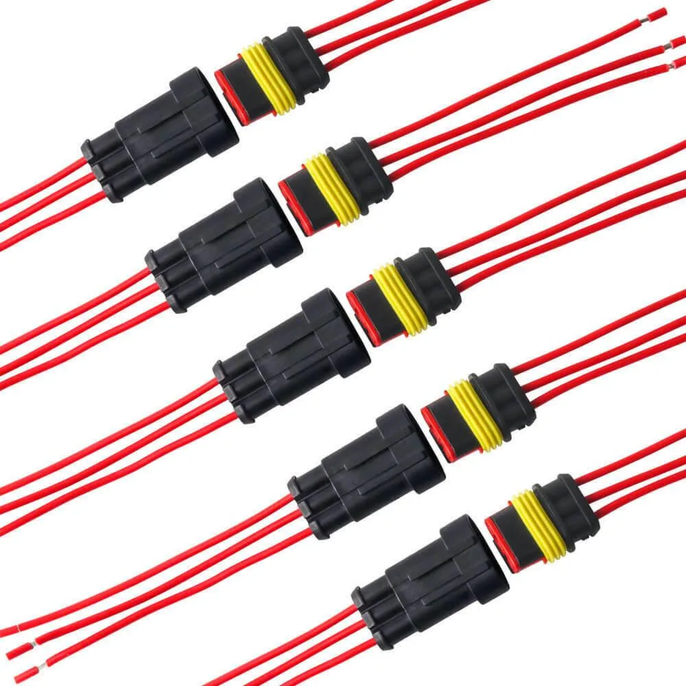 Car Electrical Wire Connector with 2/3/4/5/6 Pin Way and Pre installed 18 AWG Male and Female Waterproof Connector