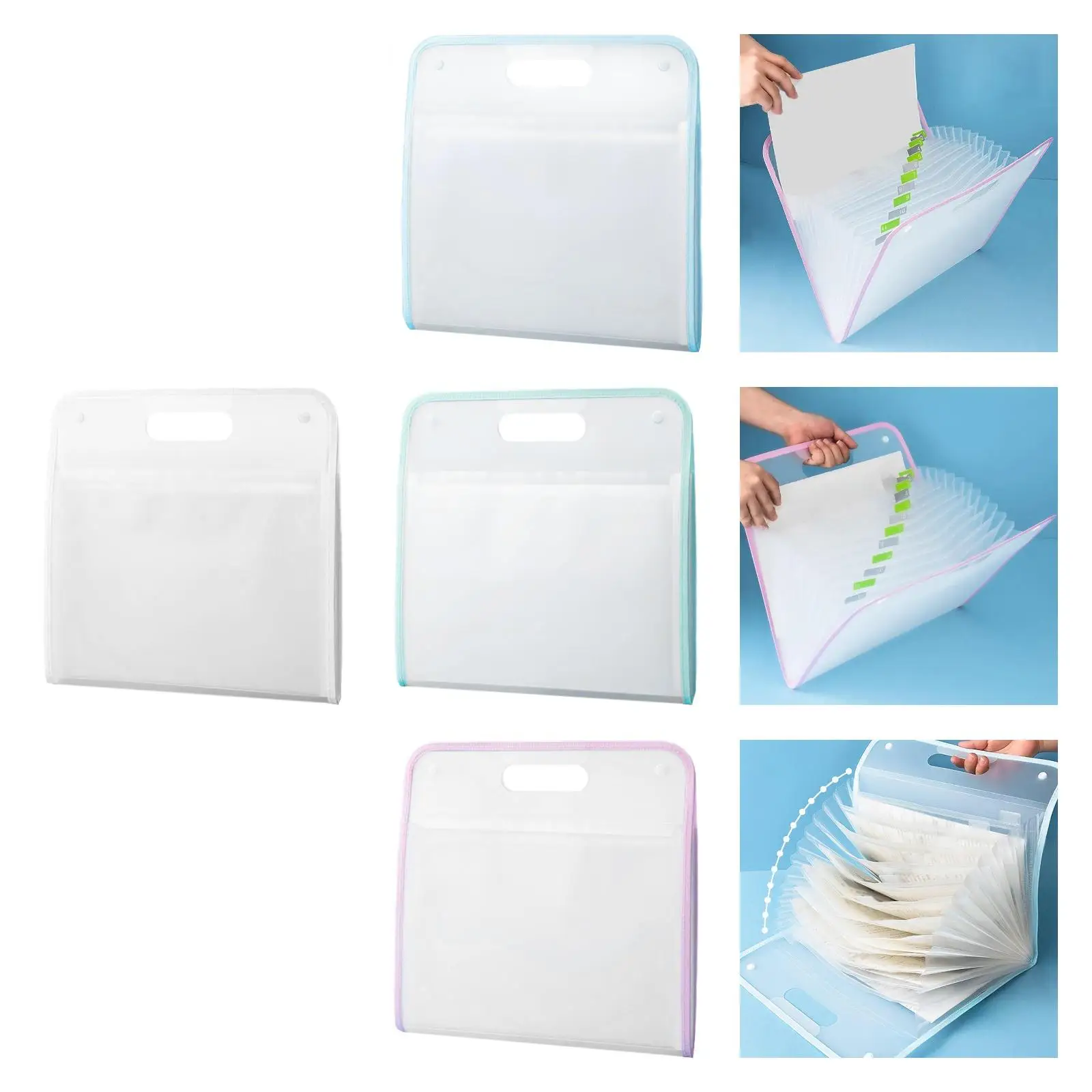 Portable A4 File Folder Waterproof Accordion File Organizer for Travel Home