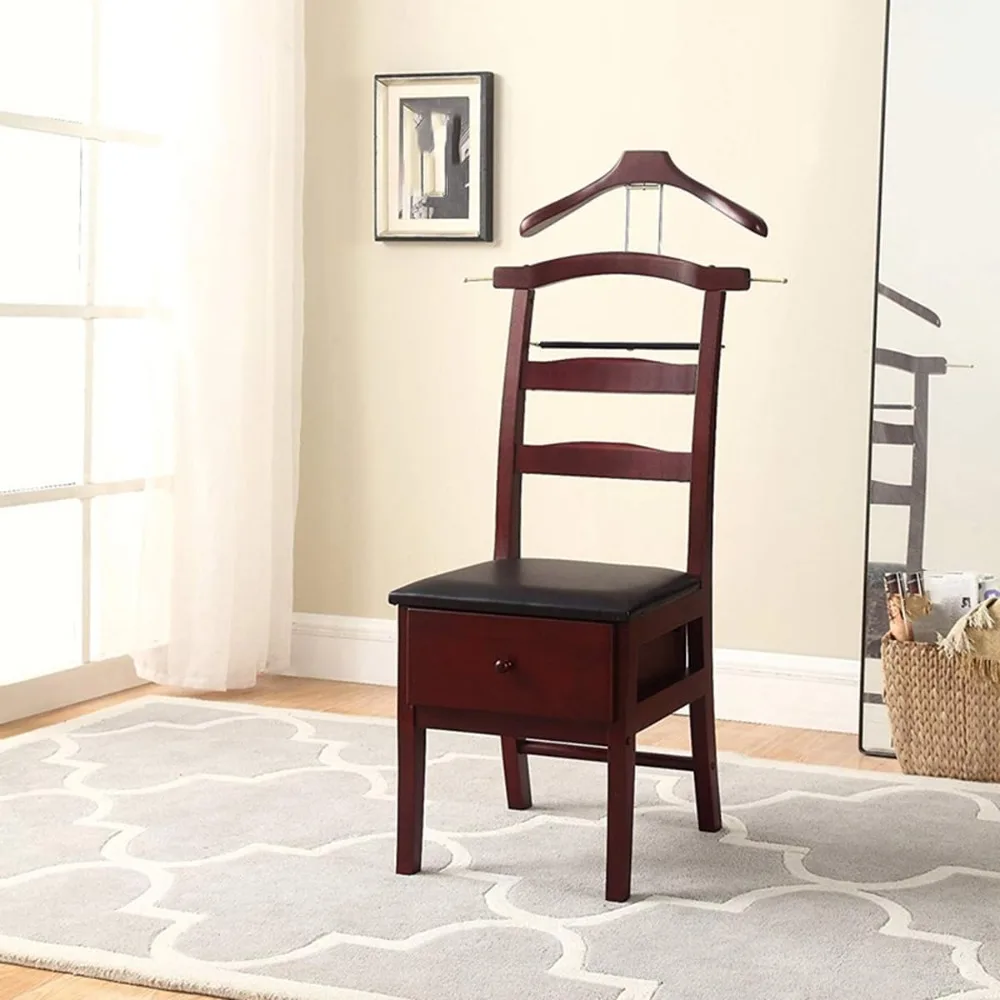 حامل بدلة خشبية مع حامل كرسي شماعات كونتور مع شريط بنطلون درج وربطة عنق وحزام ملابس قائمة بذاتها خادم St #3