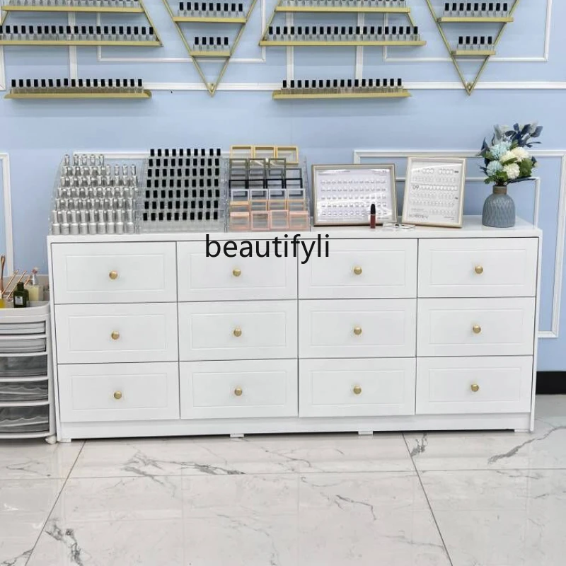 Modern Simple Nail Cabinet Display Cabinet Paint Nail Shop UV Polish Storage Cabinet Locker Floor