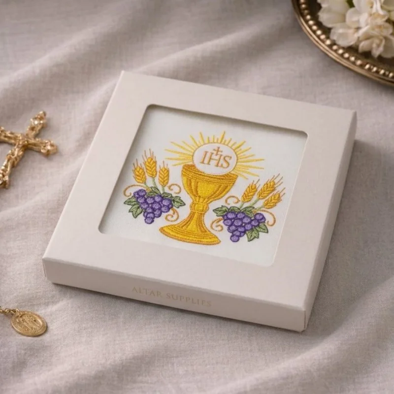 4Pcs Altar Linen Corporal Pall PurificatorTowel Altar Cloth Gold Cross Embroidery Nine Fold Cloth Catholic For Church Supplies