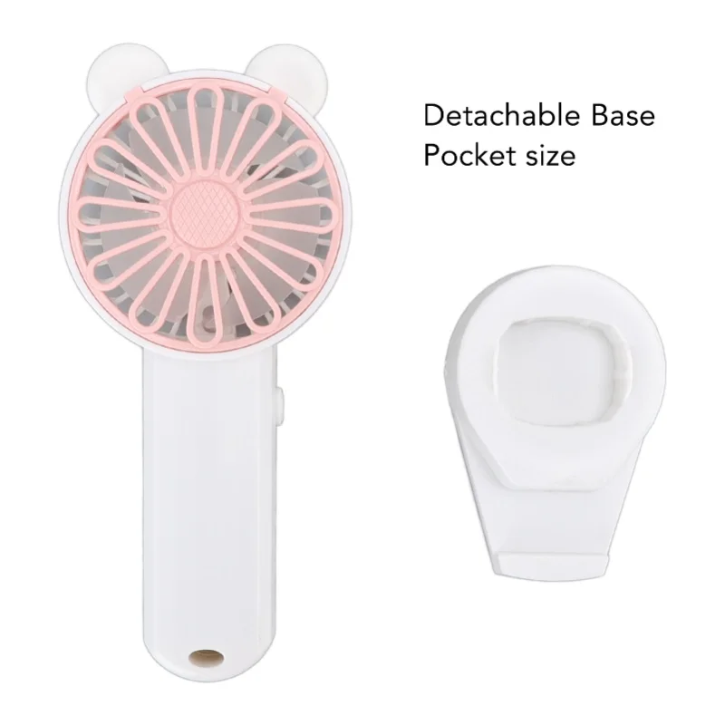 Handheld Fan Strong Natural Wind USB Charging 5 Blades Detachable Base Mini Portable Fan For Home Office Travel