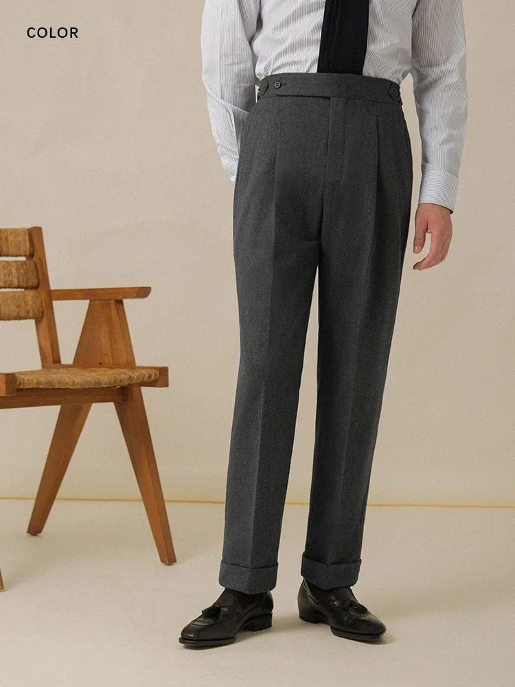 

Cultum Thiened 456g Heavyweight Velvet Neapolitan Slim Fit Men's Single Pleat Color Busin Suit Pants