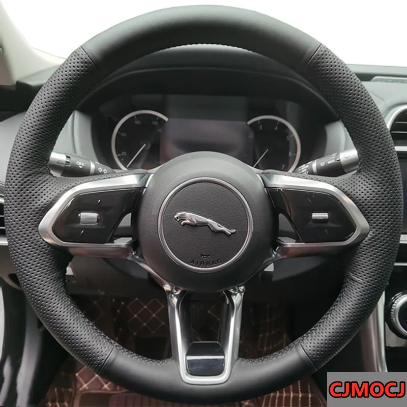 For Jaguar XFL Xe xjl f-pace XKR DIY Custom Leather Suede hand sewn steering wheel cover car interior accessories