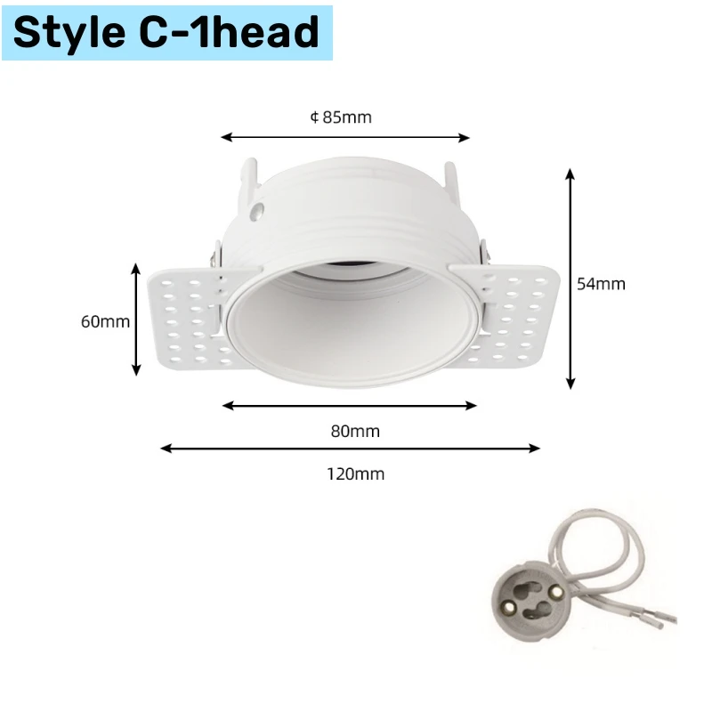 Trimless Vierkante Led Downlight Dubbele Hoofd Montage Frame Verzonken GU10/MR16 Plafond Lampen Houder Spot Verlichting Beugel Fittings
