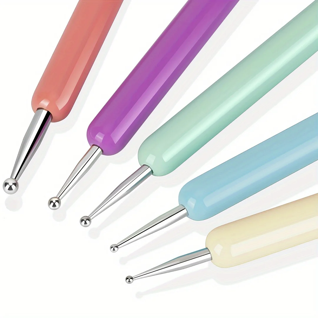 5pcs/Set Double-ended Silicone Head Carving Dotting Pen Brush Modeling Dotting Nail Art Pottery Clay Tool DIY Sculpting Tools