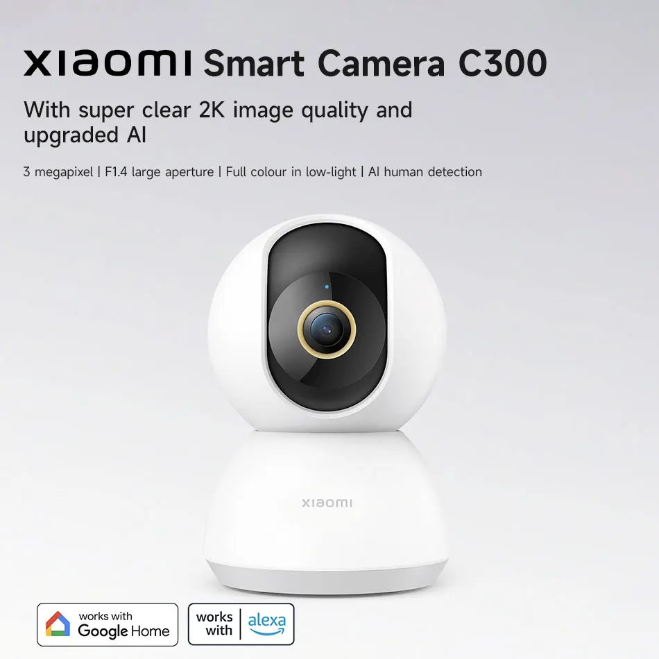 Global Version Xiaomi Smart Camera C300 2K Clarity 360° Vision AI Human Detection Full colour in low-light