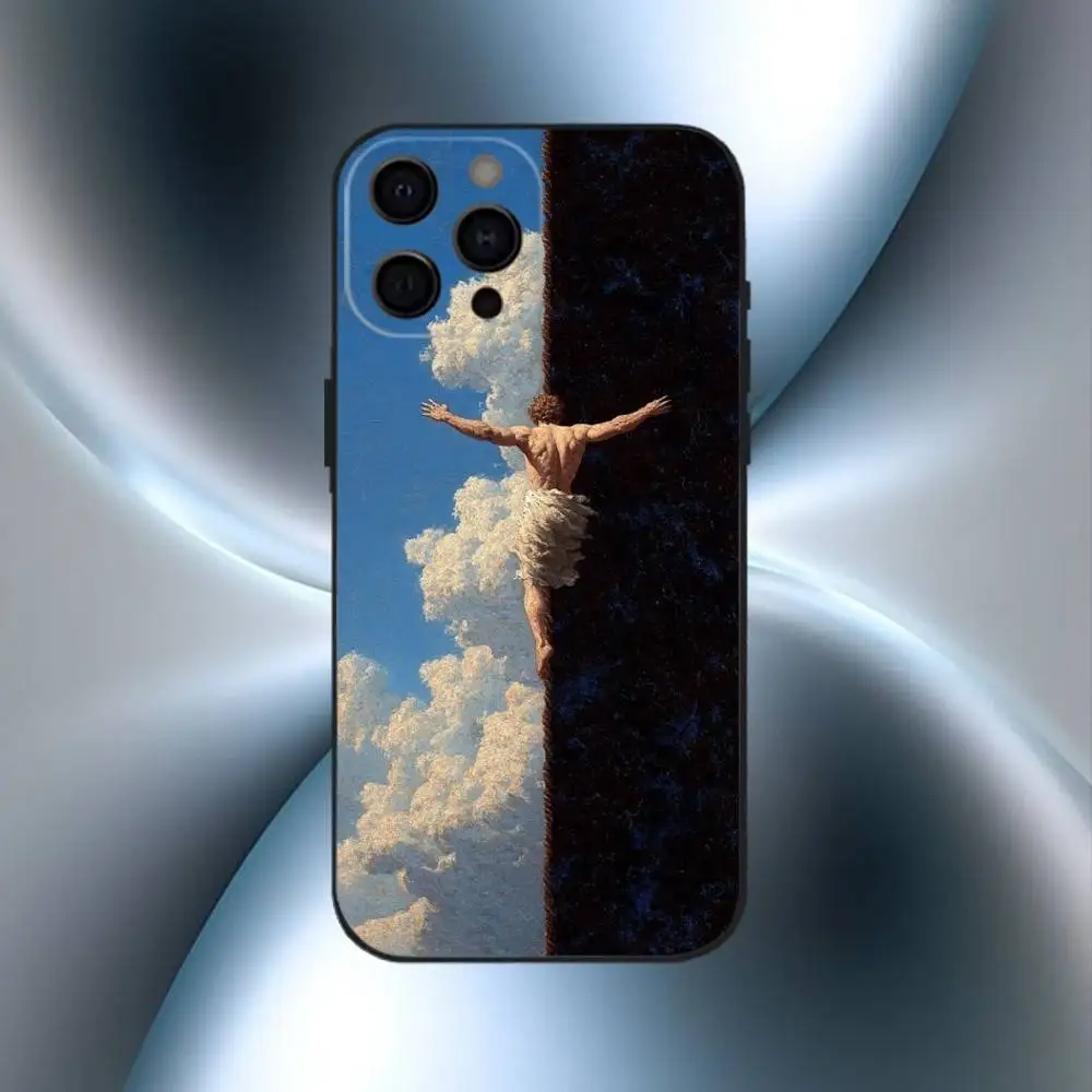 เคสโทรศัพท์กันกระแทก ลายศิลปะเรอเนซองส์ สำหรับ iPhone17,16,15,14,13,12,11 Plus,Pro Max  แบบนิ่ม สีดำ