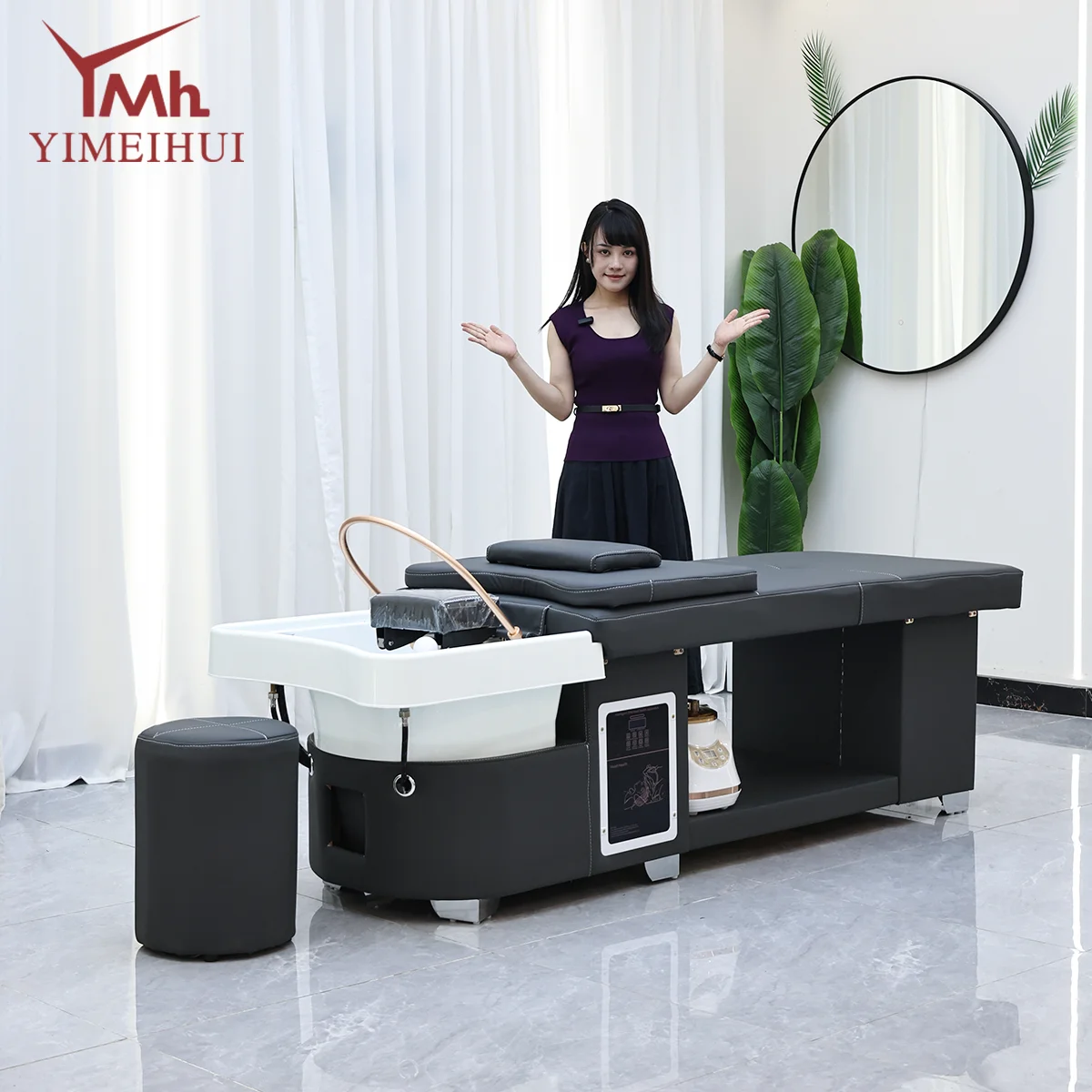 

Salon Electric Hair Washing Massage Bed Thai Therapy Head Treatment Head Spa Shampoo Bed With Sink