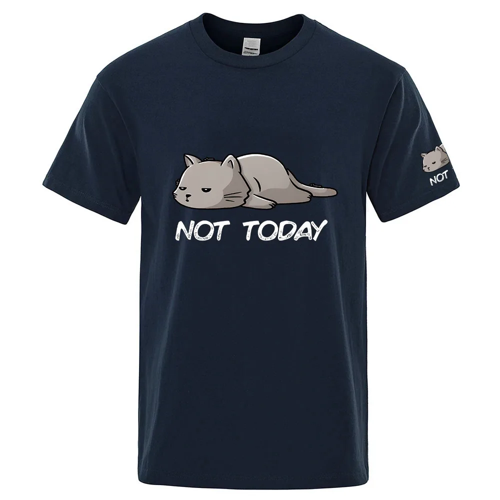 Not Today Funny Printing 2025 Summer High Quality Men's New Ordinary Short Sleeve T-Shirt Solid Color Casual Tops