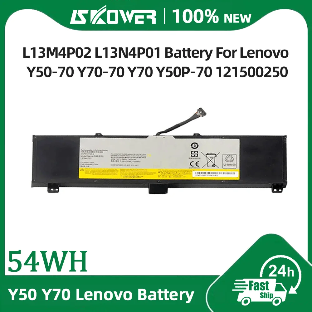 SKOWER 7400mAh L13M4P02 L13N4P01 Laptop Battery For Lenovo Y50-70 Y70-70 Y70 Y50P-70 121500250 Tablet PC 7.4V 54WH