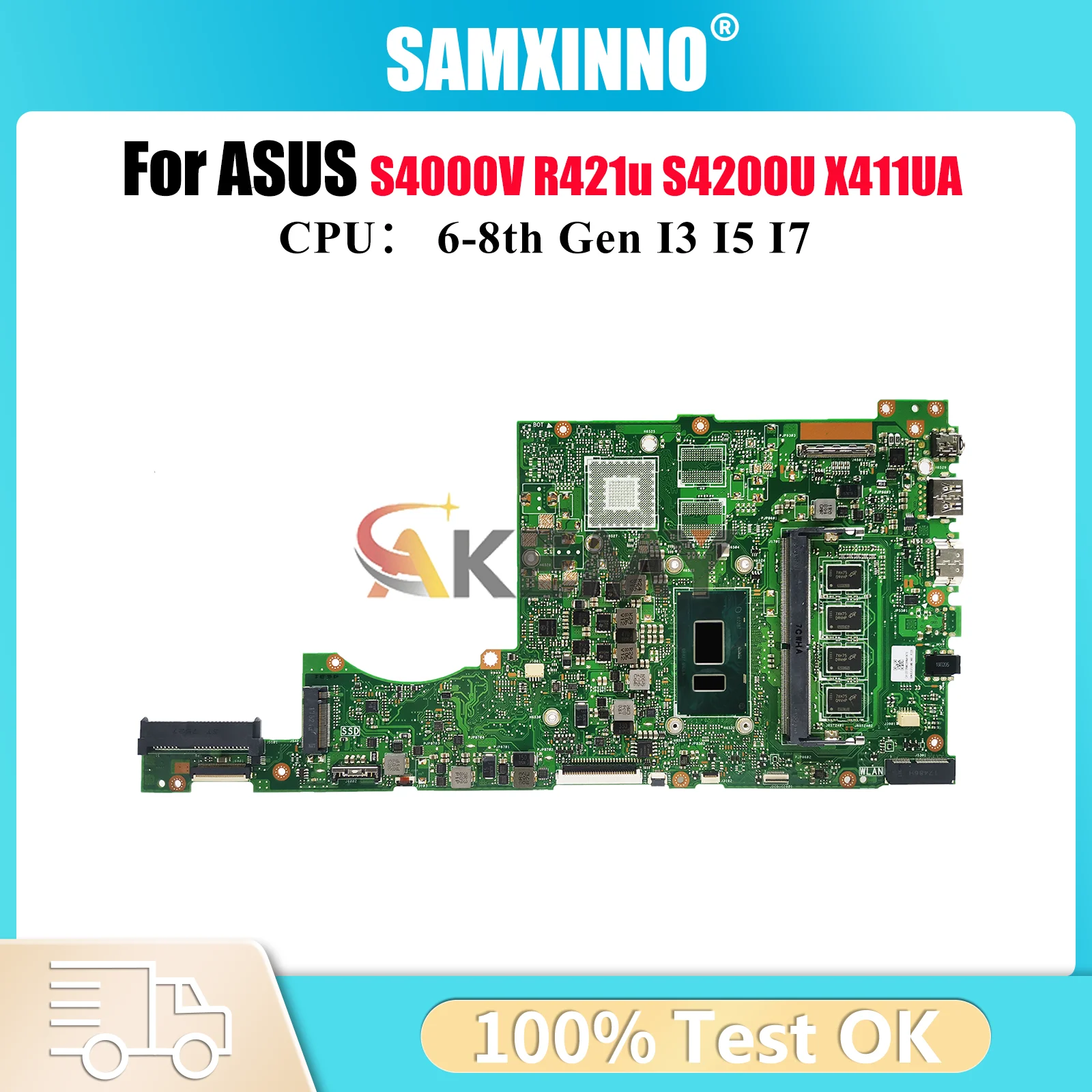 

X411UA Laptop Motherboard For ASUS X411UA X411UF X411UV X411UQ S4000V X411U X411UN r421u S4200U X411UNV Mainboard I3 I5 I7 CPU
