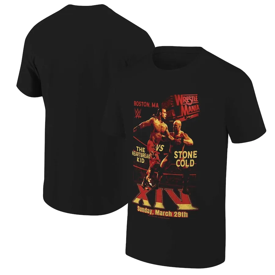 

Men's Black XIV The Heartbreak Kid vs. Stone Cold Graphic T-Shirt
